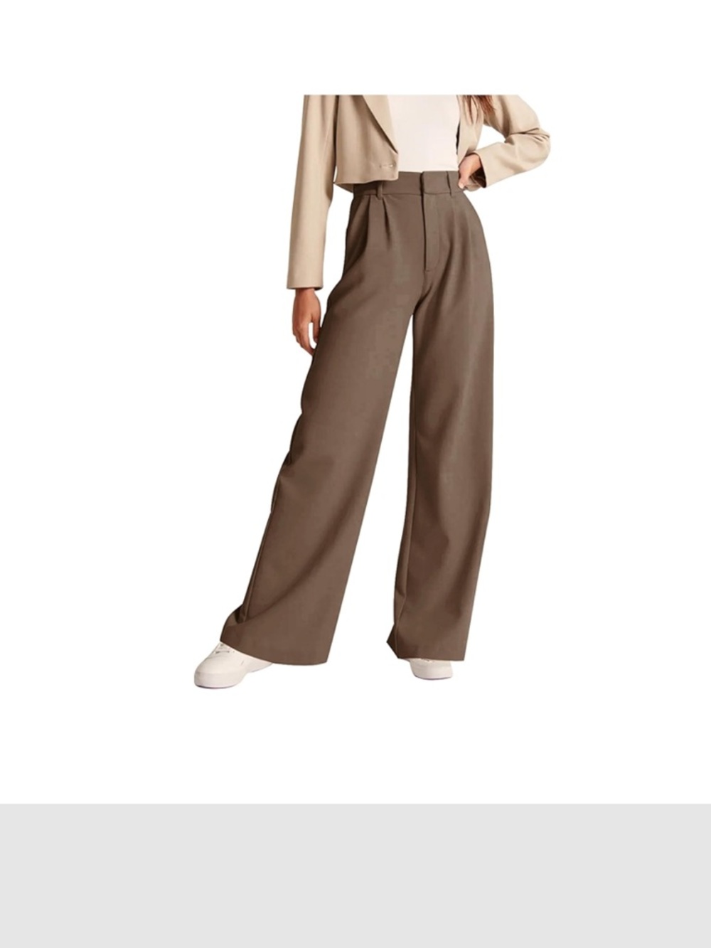 Wide Leg High-Waist Trousers - Brown